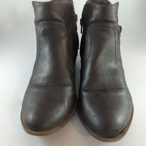 G By Guess Boots Womens 7M Heels Side Zip Ankle Booties Brown Leather Almond Toe - Picture 2 of 13